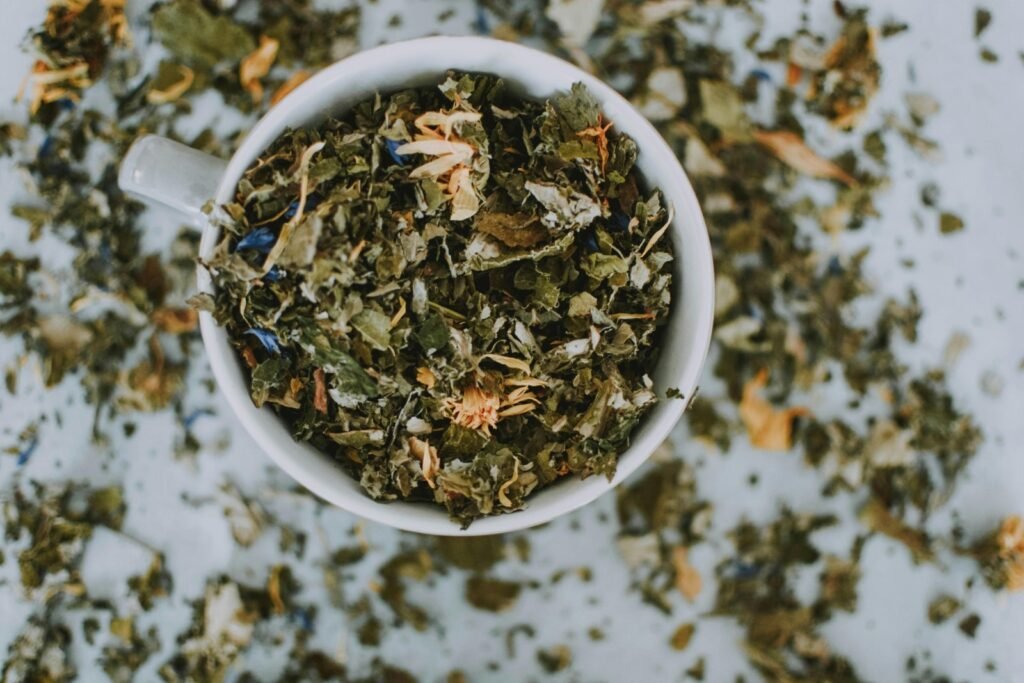 Dried herbs for tea.