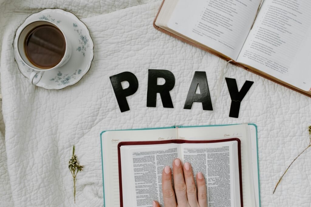 Pruning for time and rest. Bible on bed.