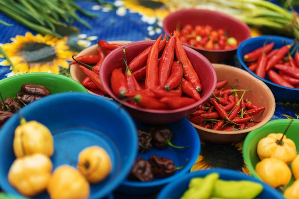 Hot Sauce Peppers in bowls