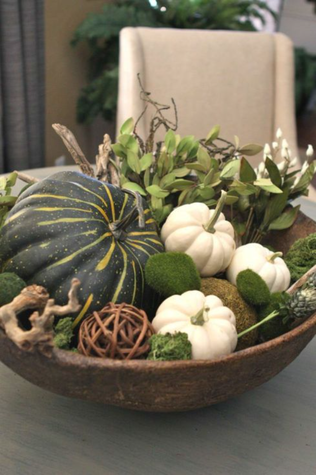 centerpieces from garden can use fall pumpkins and gourds.