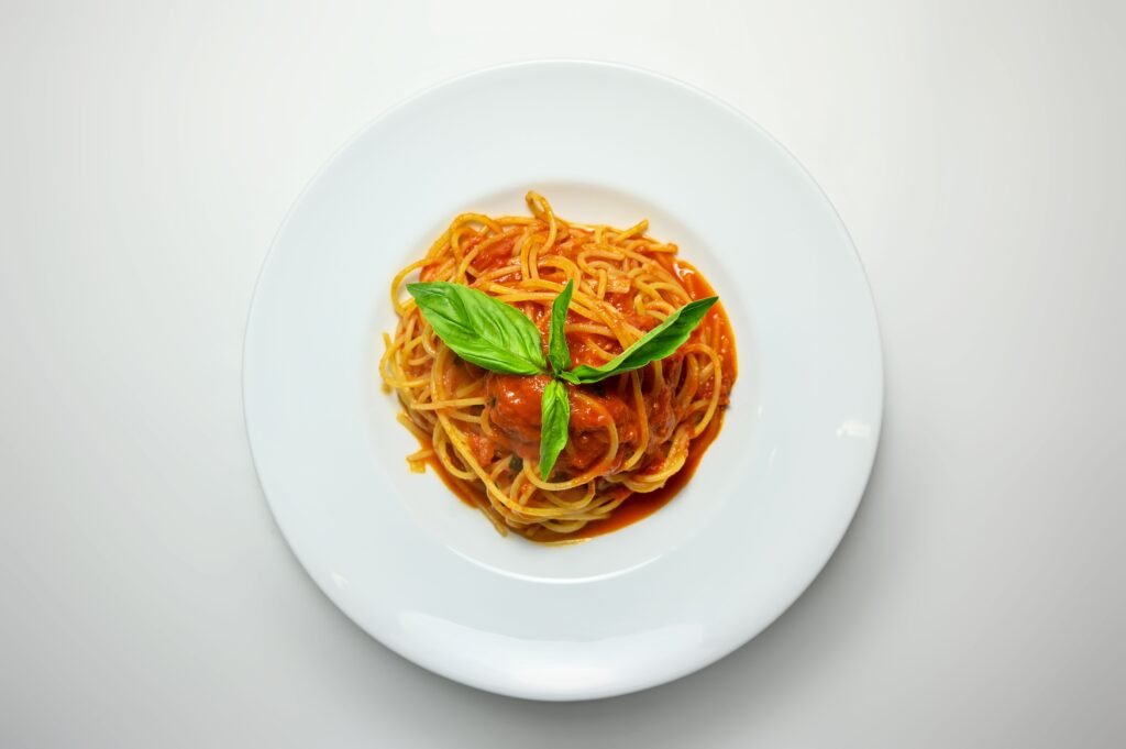 fresh garden tomato sauce over pasta